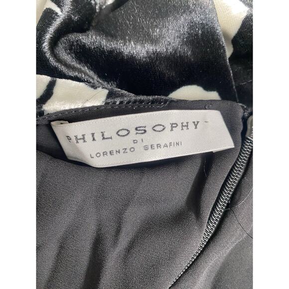 Philosophy di Lorenzo Serafini Dress Black White Velvet Velour V Neck Mi… - Picture 8 of 8